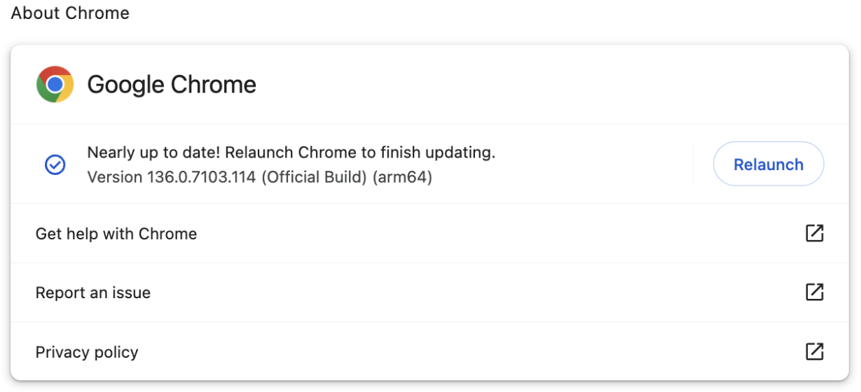Redamp.io | Before Update of Google Chrome