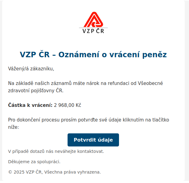 Redamp.io | Phishing targeting VZP clients