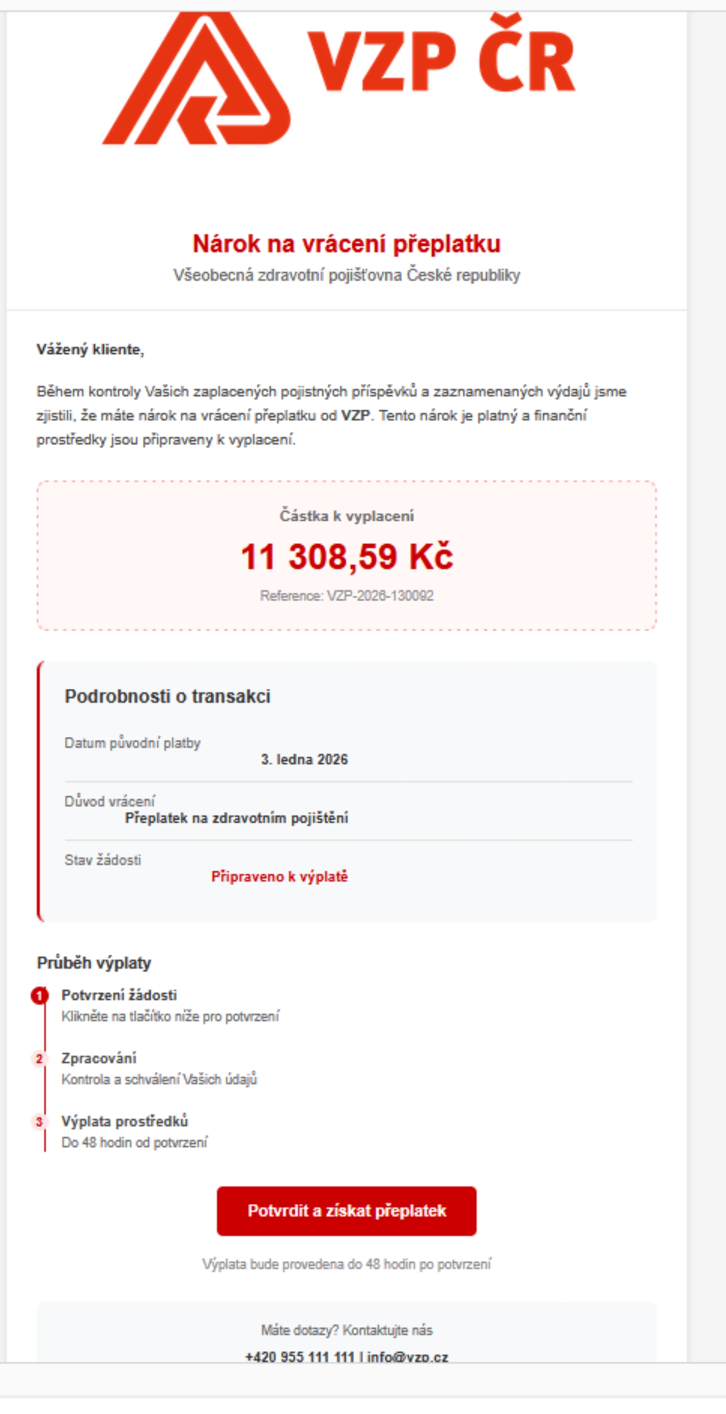 Redamp.io | Scammers Pretending to be from VZP Claim to Return Your Money While Stealing it