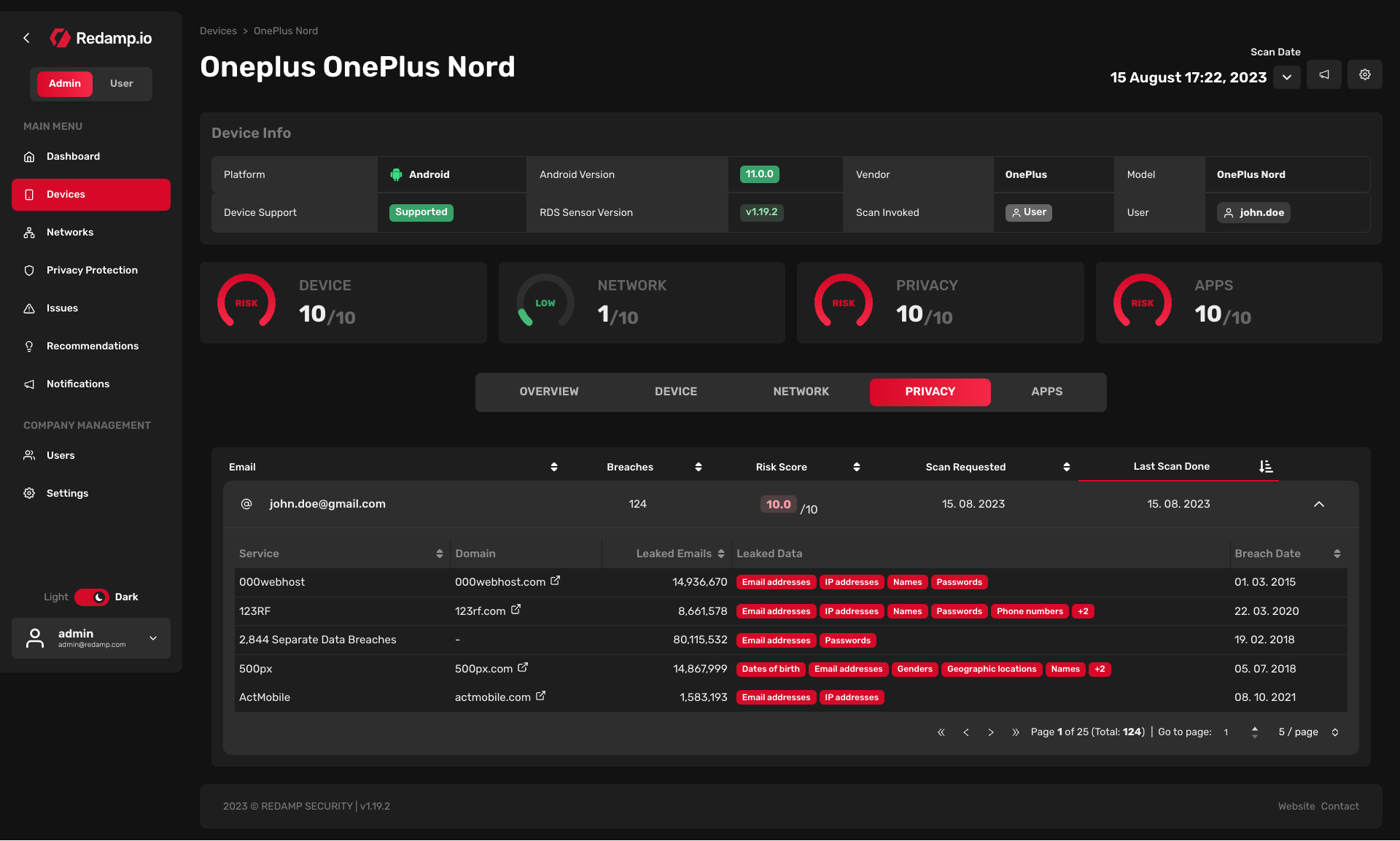 Web Console | Device Detail