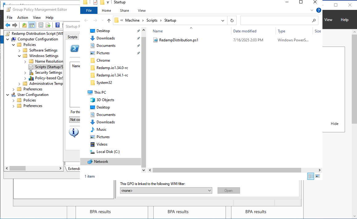 Redamp.io | Shared directory with script added