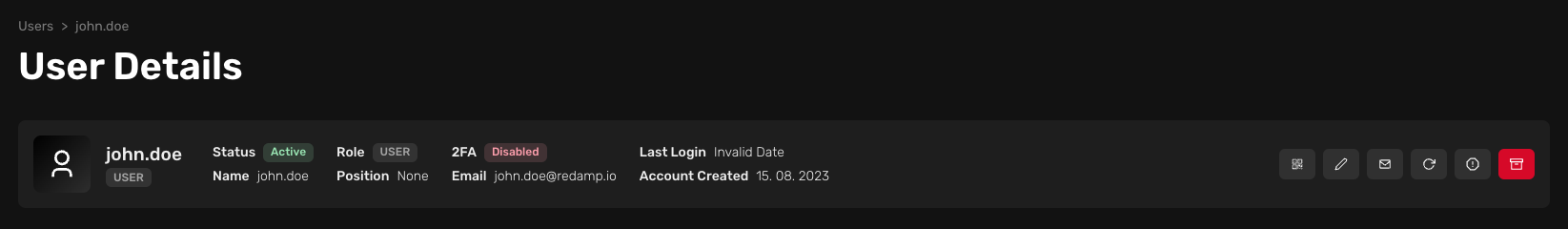 Redamp.io | User Details