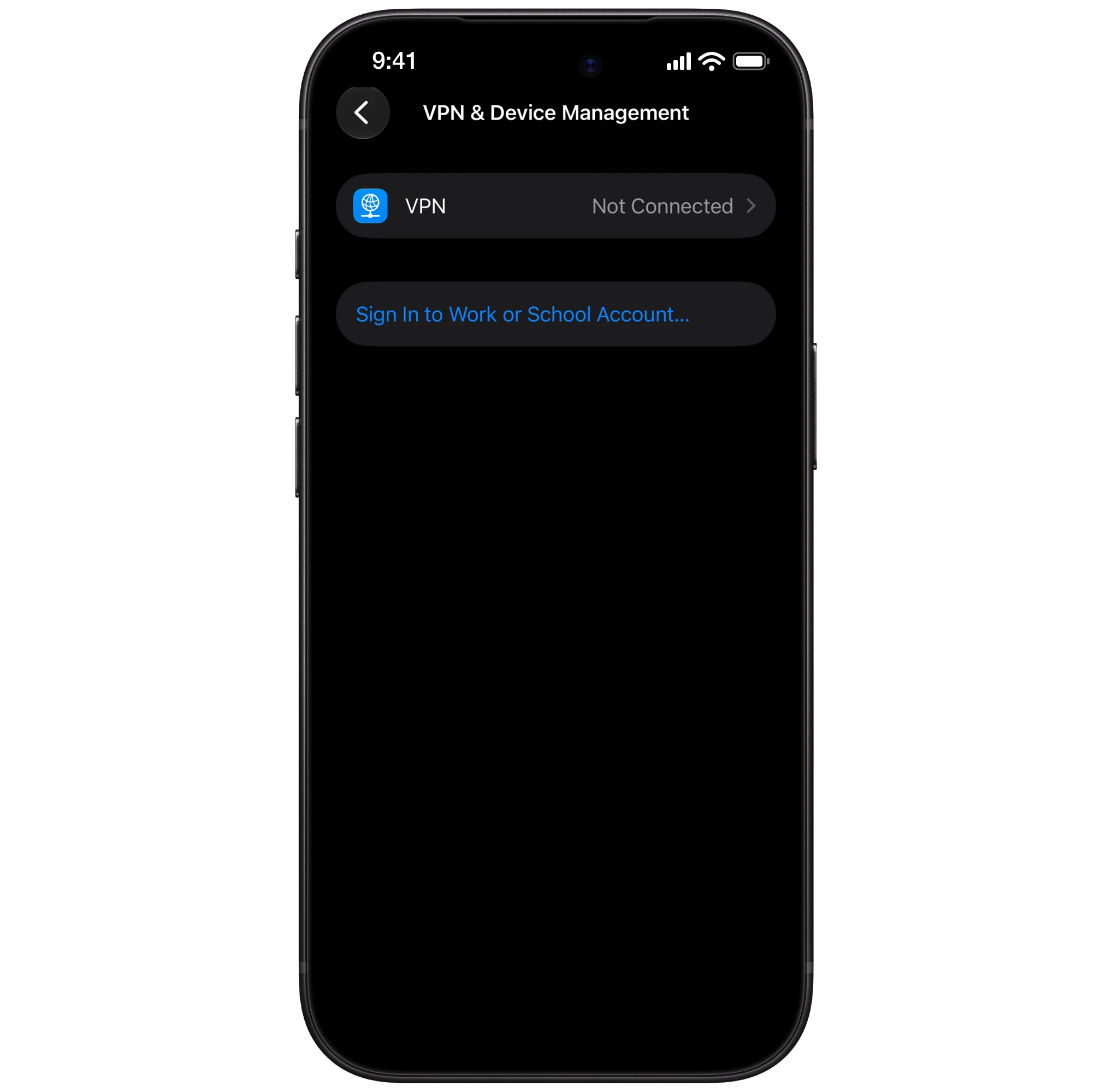 iPhone | VPN & Device Management with 'Sign In to Work or School Account'