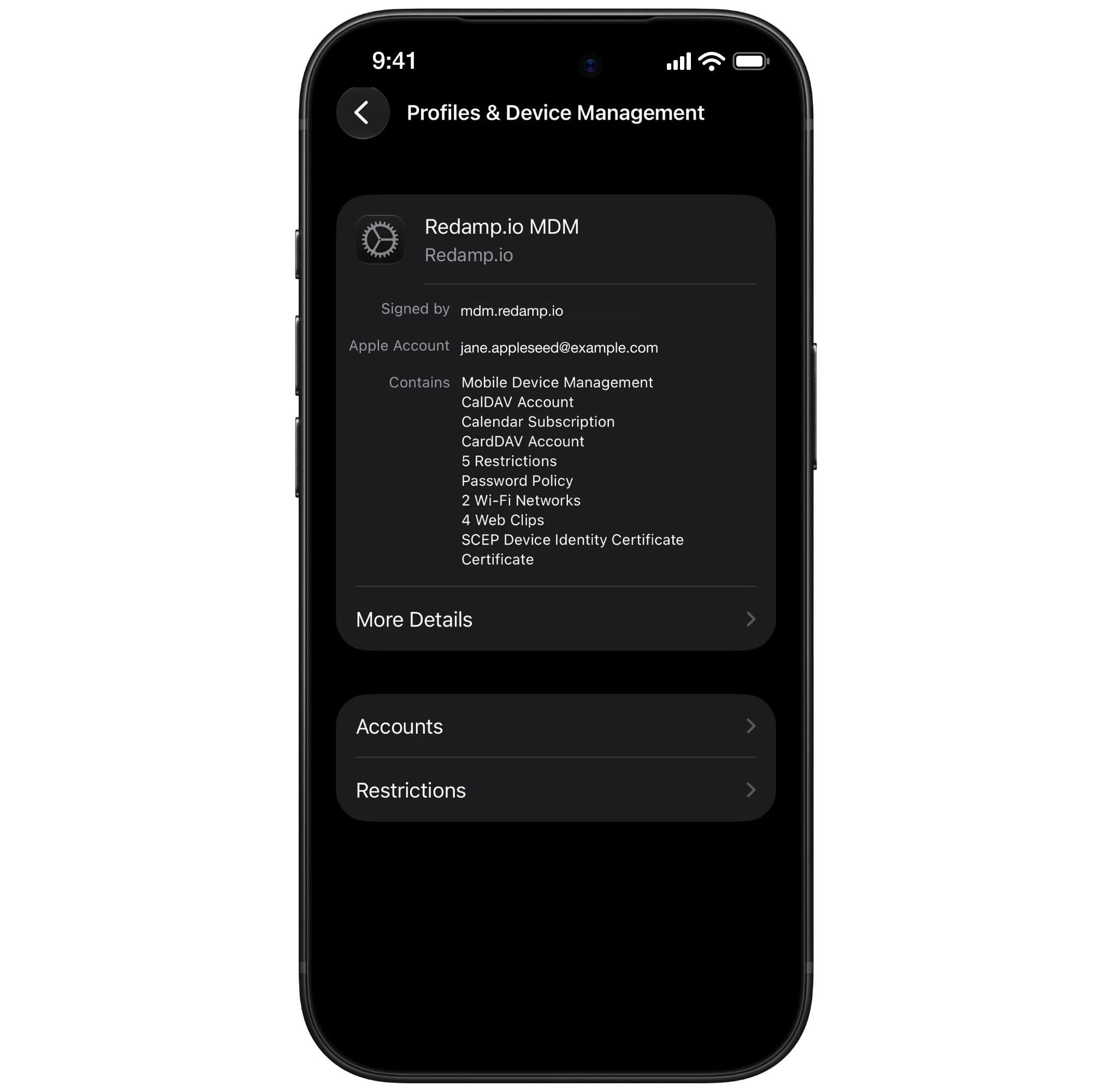 iPhone | VPN & Device Management with the company profile