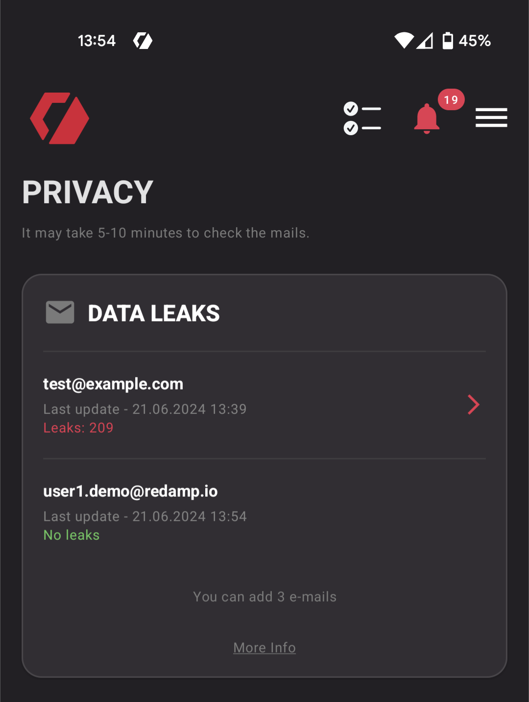 Redamp.io | Privacy scan